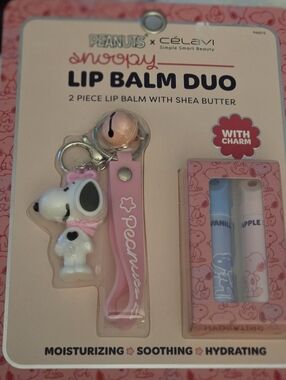 Peanuts x Célavi Snoopy Pink Lip Balm Duo with Charm